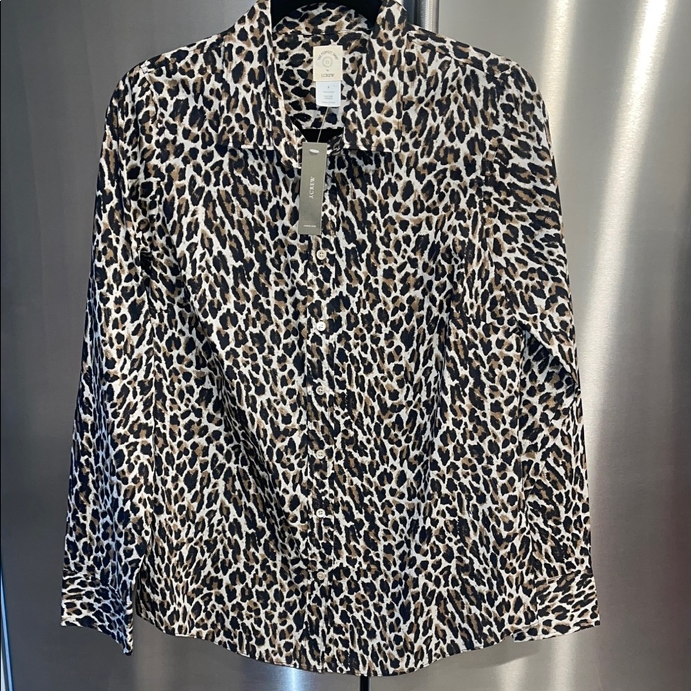 J. Crew Cotton Leopard Print Button Down Shirt
